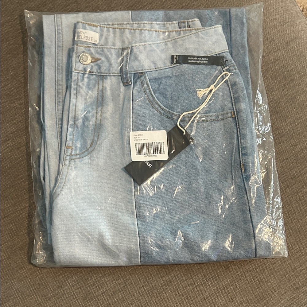 Two-Tone Blue Wide Leg Jeans